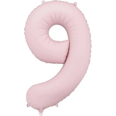 PartyDeco Balónek fóliový číslo 9 světle růžová 86 cm