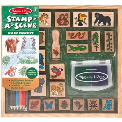 Melissa & Doug Dřevěná razítka v krabičce Prales