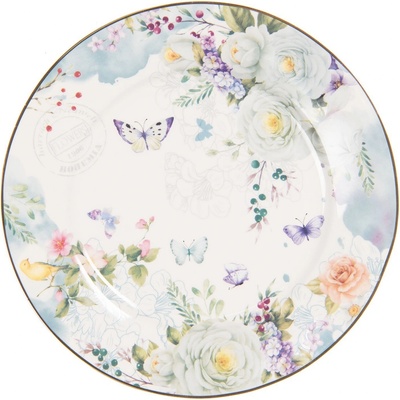Clayre & Eef Porcelánový dezertný tanier Butterfly 19 x 2 cm