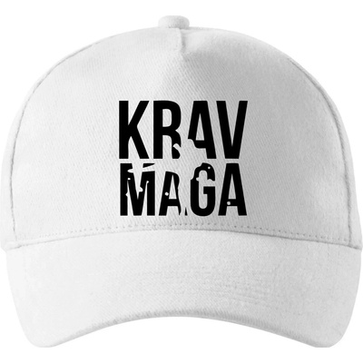 Nápis Krav Maga so zahnutým šiltom a mosaznou sponou Biela