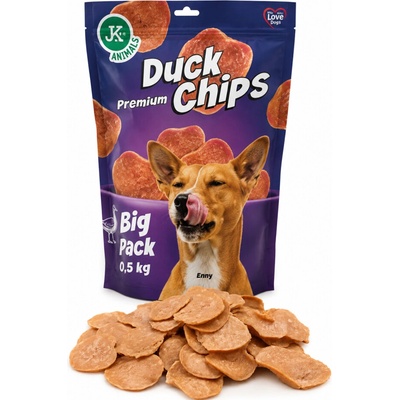 JK ANIMALS Big PREMIUM DUCK CHIPS 100% Sušené kačacie chipsy 500 g