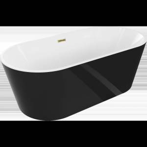 Mexen Luna свободностояща вана 180 x 80 см, бяла/черна, преливник златен - 52031808075-50 (52031808075-50)