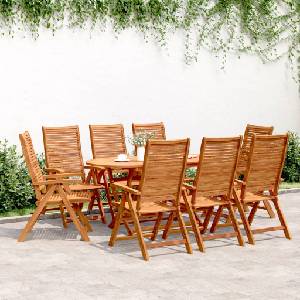 vidaXL Сгъваеми столове с регулируема облегалка, 8 бр. , 56x72x107 см, масивна акация (3214479)
