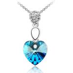  Дамско колие с красиво синьо сърце Swarovski