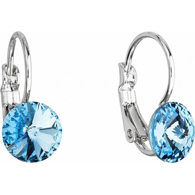 Swarovski Elements Rivoli vlepený krystal Dětské Ocelové náušnice visací modré kulaté 51031.3 Aquamarine modrá světlá azurová nebeská