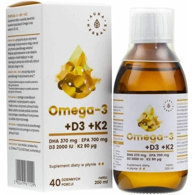 Aura Herbals Omega 3 370 DHA + D3 2000IU + K2MK7 200 ml