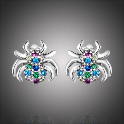 Grace Silver Jewellery stříbrné se zirkony Jenny pavouček E-BSE561 barevná/více barev