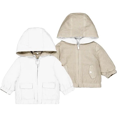 MAYORAL Яке против вятър 2 лица Бяло и бежово райе за новородено момче Mayoral