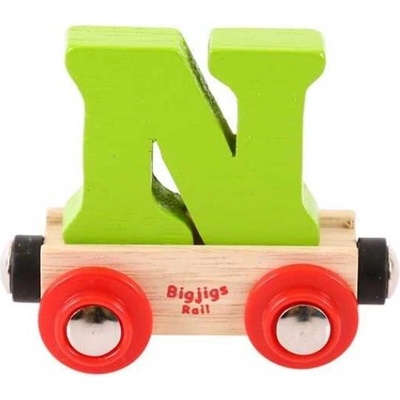 Bigjigs Toys Вагонче дървена влакова линия - Буква N