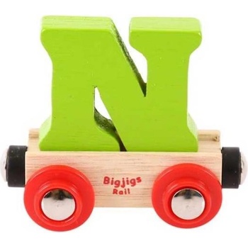 Bigjigs Toys Вагонче дървена влакова линия - Буква N