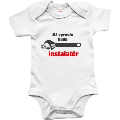 HobbyDárky Dětské body pro instaletéra Až vyrostu budu instalatér Bílá