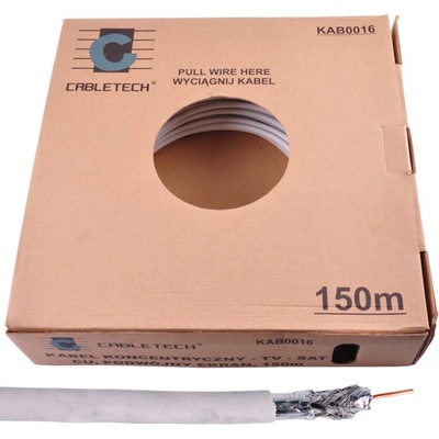 CABLETECH Kábel koaxiálny RG6U-75ohm-(B) (150m) 2 x tienený