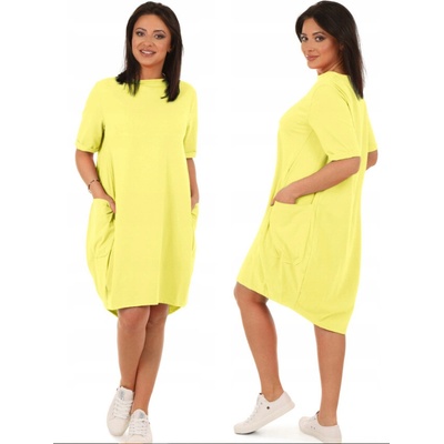 Fashionweek teplákové letné šaty s vreckami Oversized Mf403 Žltý