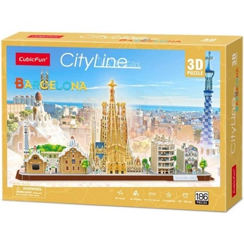 CubicFun 3D puzzle CityLine panorama Bracelona 186 ks