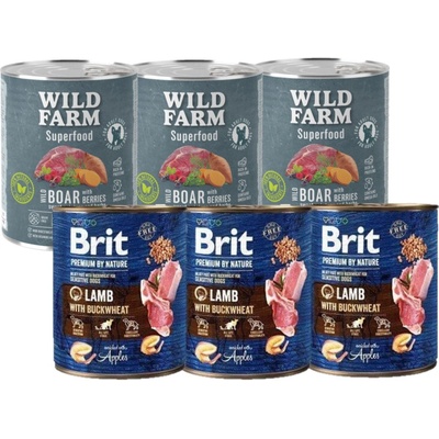 BRIT Premium by Nature Jahňacie s pohánkou 3 x 800 g Wild Farm Superfood Diviačie 3 x 800 g