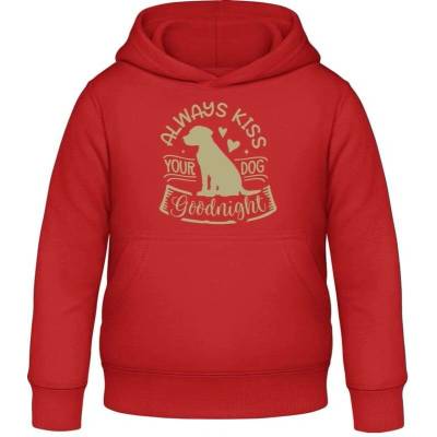 Awdis dětská mikina s Kapuci Design Always kiss your dog ohnivá červená