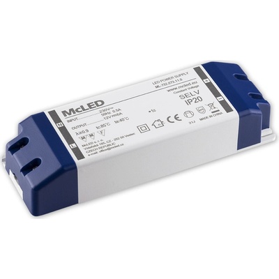 MCLED Napaječ LED 72W, DC12V/6A, plastové provedení se svorkovnicí, IP20 ML-732.073.11.0
