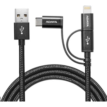 Adata AMCL23IN1-100CMK-CBK USB A 2.0, 3v1, microUSB   USB-C   Lightning, 100cm, černý