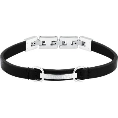 Trussardi Pánský náramek z černé kůže T-Leather TJAXZ08