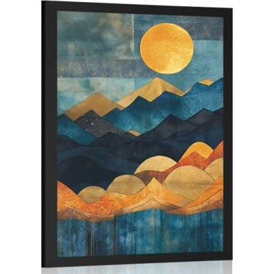 Plakát abstraktní modro-zlatá příroda - 40x60 no frame
