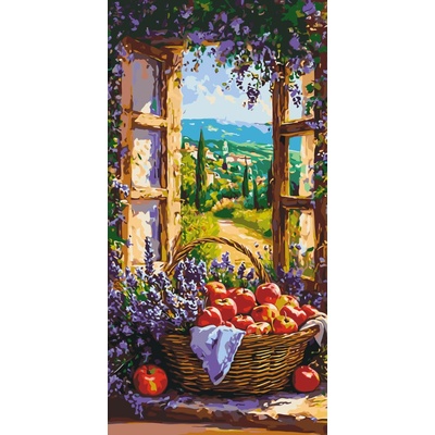 Origami Malování podle čísel na rámu 40 x 80 cm Ovocný košík Krajinka LW 5133