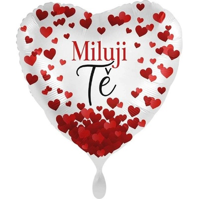 Party Deco Foliový balonek Miluji tě červená srdíčka CZ 43cm