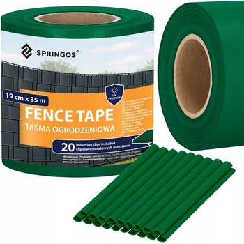 Springos ограда лента, 19cmx35m, 450g/m2, 20 закрепващи скоби - Тъмнозелен (FN0008)