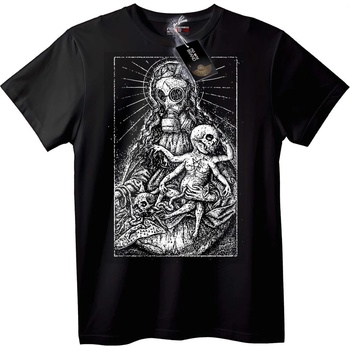NOONEBRAND Тениска Готически Светец с Газова Маска - 2XL, White