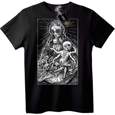 NOONEBRAND Тениска Готически Светец с Газова Маска - 2XL, White