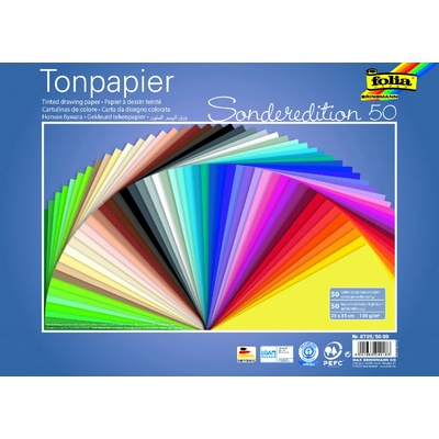 Folia Barevný papír 130 g/m2 50 listů v 50 barvách 25 x 35 cm