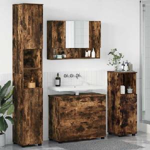 vidaXL Комплект мебели за баня 4 бр. Димян дъб 35 x 30 x 192 см (3393048)