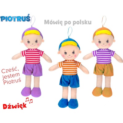 Mikro Trading Panáček Pepík hadrový na baterie polsky mluvící 3 barvy 0m+ 32 cm