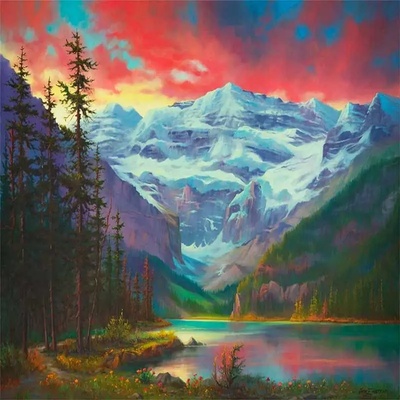 Norimpex - Puzzle Diamant painting: Sunset in the mountains 30x40cm - 1 - 39 piese