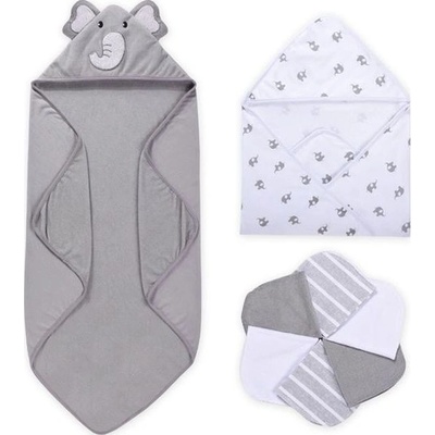 Momcozy Комплект хавлии с качулка и кърпи Momcozy - 8 броя, сив (799787260348)