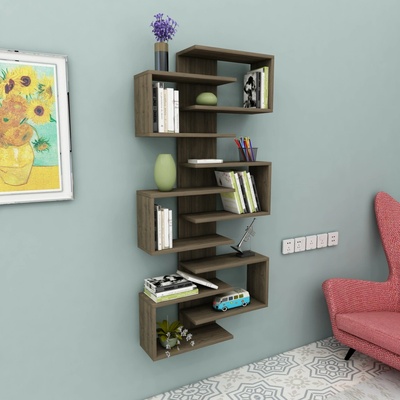 Kalune Design Nástěnná knižnica Lotus orech