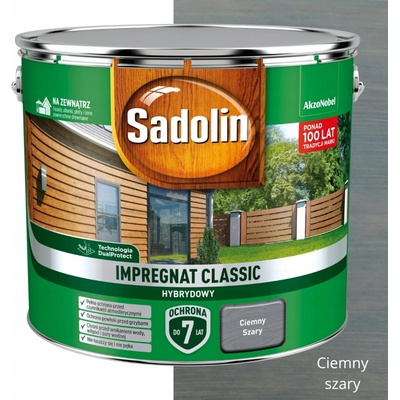 Impregnát na dřevo Sadolin hybridní tmavě šedý 9 l