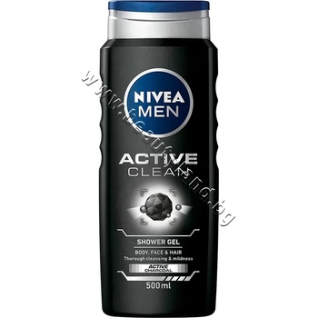 Nivea Душ гел Nivea Men Active Clean Shower Gel, 500 ml, p/n NI-84046 - Душ гел за мъже за лице, коса и тяло с активен въглен (NI-84046)