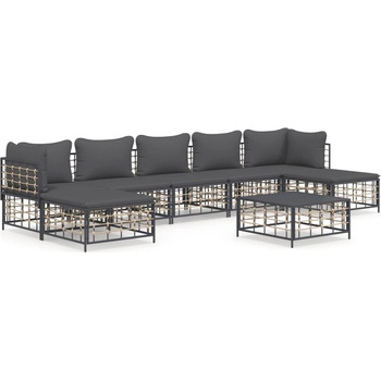 Image 1 of vidaXL Градински комплект с възглавници 8 части антрацит полиратан (3186785)