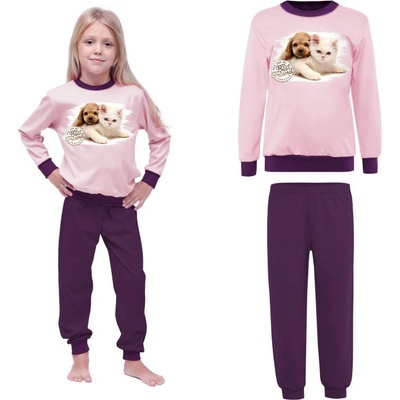 Jaks pyžamo se psem a kočkou fialové