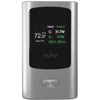 Image 1 of PURO Power Bank 10000mAh 45W USB-A + USB-C със сив дисплей (8018417500336)