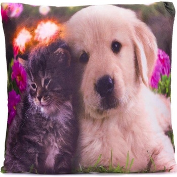 Nexos 68495 vankúš s LED osvetlením Mačka a pes 38x38