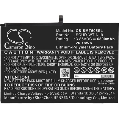 Cameron Sino Samsung Tab A7 10.4 (2022) CAMERON SINO Li-Polymer батерия 3.85V/6800mAh, съвместима със Samsung SCUD-WT-N19 CS-SMT505SL (CS-SMT505SL)
