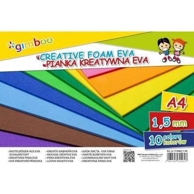 Kreatívna EVA pena GIMBOO A4 1,5 mm 10 listov mix farieb