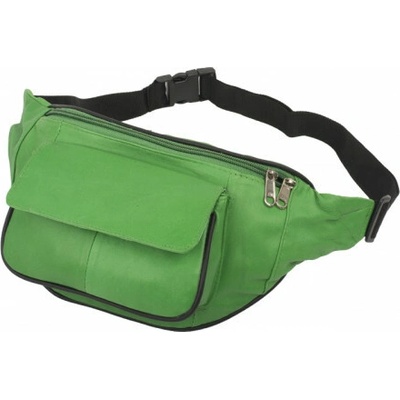 Bauchtasche mit Fronttasche Klettverschluss Nappa Leder grün