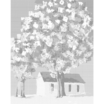ZUTY Bodkovanie - FAREBNÉ STROMY A DOMČEK Rámovanie: vypnuté plátno na rám, Rozmer: 40x50 cm