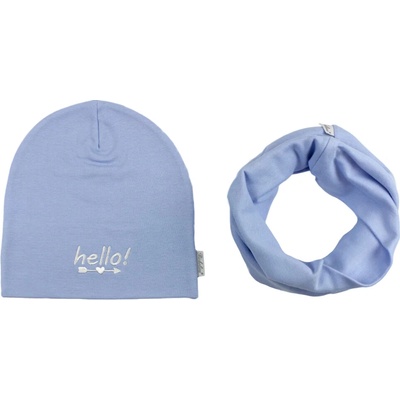 Richelieu Čiapka a nákrčník pre deti Hello Svetlomodrá