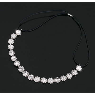 Naishide Jewelry Čelenka do vlasů s krystaly Flower - černá/stříbrná