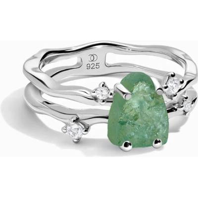 Royal Fashion ródiovaný prsteň SKA R002 SILVER GREENAPATITE