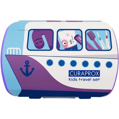 CURAPROX Детски комплект за път със сгъваема четка, лилав