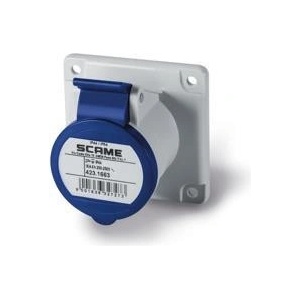 SCAME Промишлен контакт 2P+Е 16A 230V IP54 ПРАВ серия Optima панелен монтаж 75х75мм - 423.1663 (423.1663)